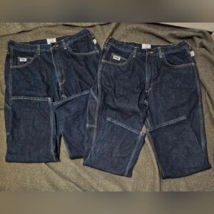 Lot of 2 Tyndale FR Jeans Men's Size 35x30 Blue Denim Work Pants Cat 2 2112